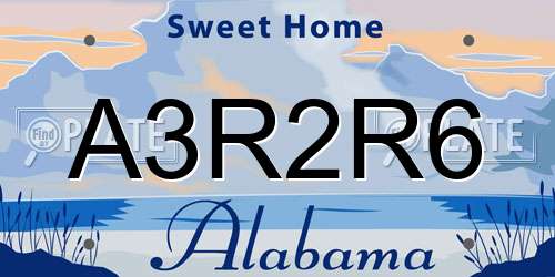 A3R2R6 Alabama License Plate