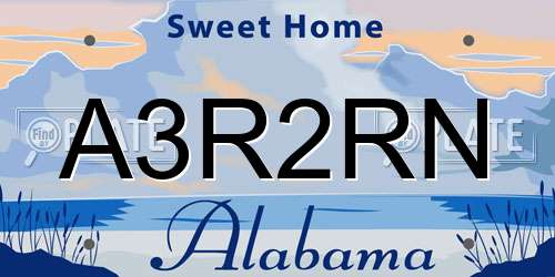 A3R2RN Alabama License Plate
