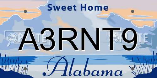 A3RNT9 Alabama License Plate