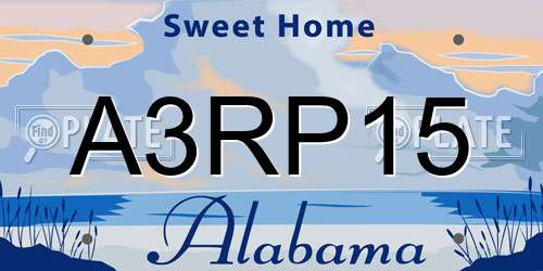A3RP15 Alabama License Plate