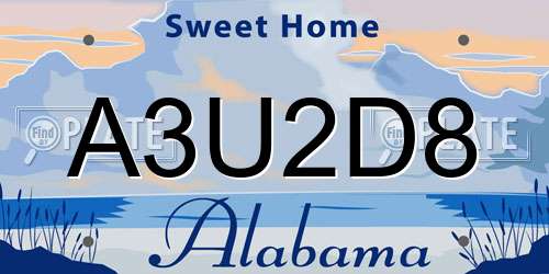 A3U2D8 Alabama License Plate
