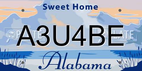 A3U4BE Alabama License Plate