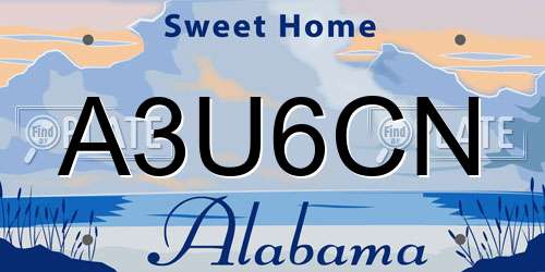 A3U6CN Alabama License Plate