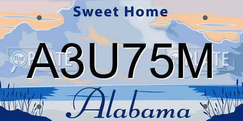 A3U75M Alabama License Plate