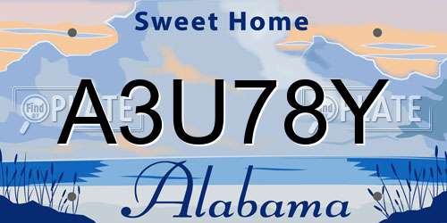 A3U78Y Alabama License Plate