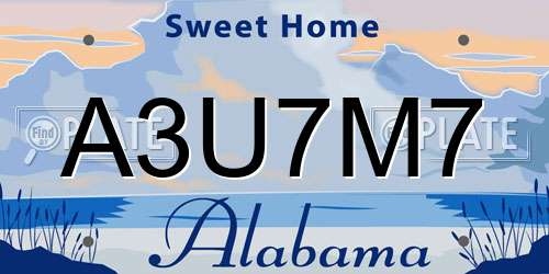 A3U7M7 Alabama License Plate