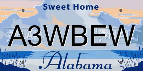 A3WBEW Alabama License Plate