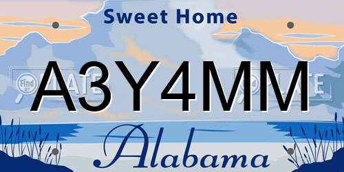 A3Y4MM Alabama License Plate