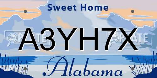 A3YH7X Alabama License Plate