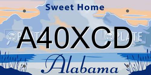A40XCD Alabama License Plate