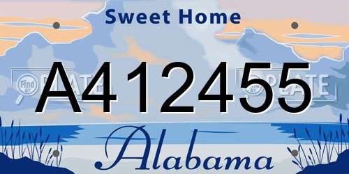 A412455 Alabama License Plate