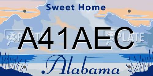 A41AEC Alabama License Plate