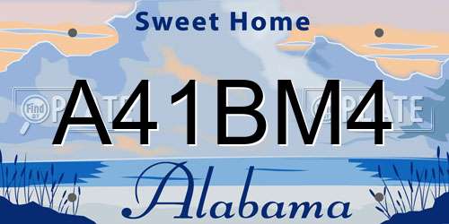 A41BM4 Alabama License Plate