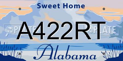 A422RT Alabama License Plate
