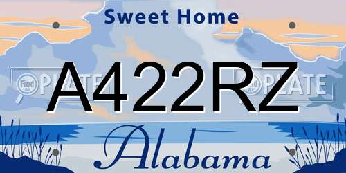 A422RZ Alabama License Plate