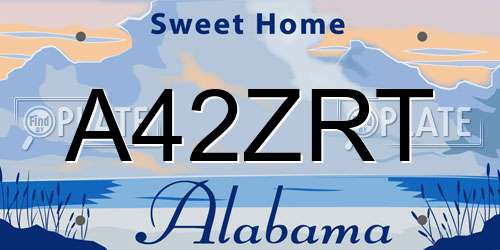 A42ZRT Alabama License Plate