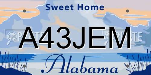 A43JEM Alabama License Plate