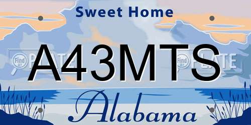 A43MTS Alabama License Plate