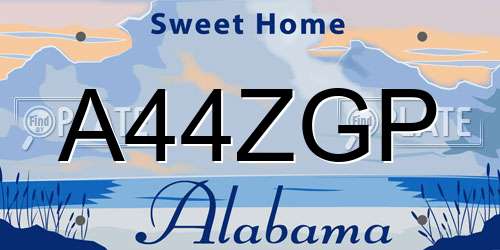 A44ZGP Alabama License Plate