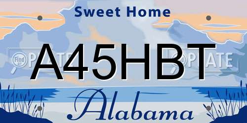 A45HBT Alabama License Plate