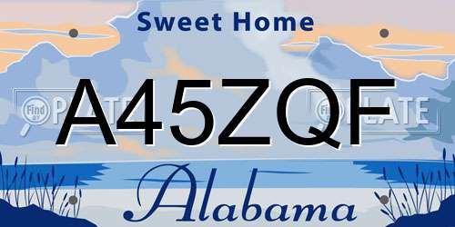A45ZQF Alabama License Plate