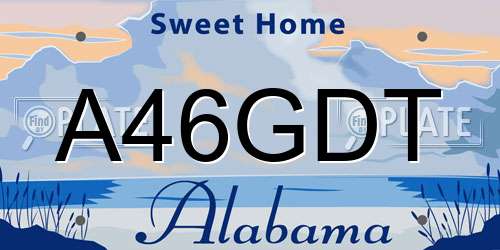A46GDT Alabama License Plate