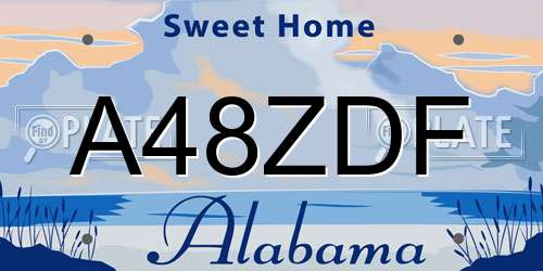 A48ZDF Alabama License Plate
