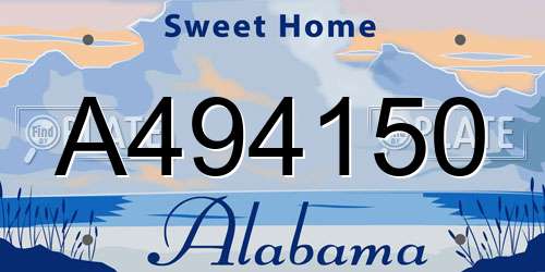 A494150 Alabama License Plate