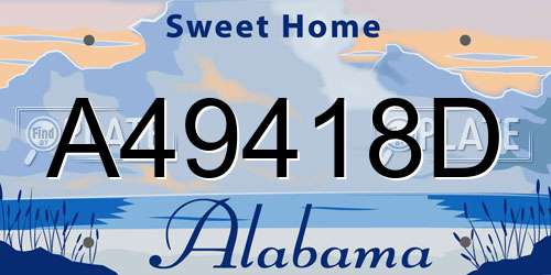 A49418D Alabama License Plate