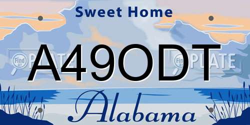 A49ODT Alabama License Plate
