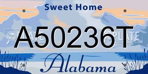 A50236T Alabama License Plate