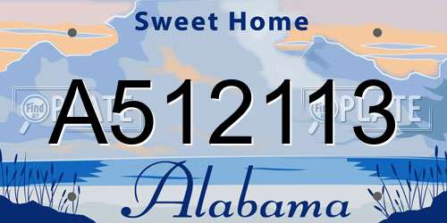 A512113 Alabama License Plate