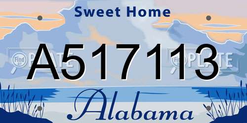 A517113 Alabama License Plate