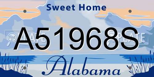 A51968S Alabama License Plate