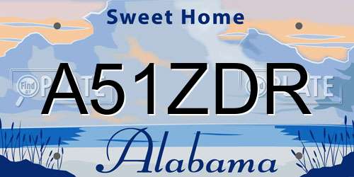 A51ZDR Alabama License Plate