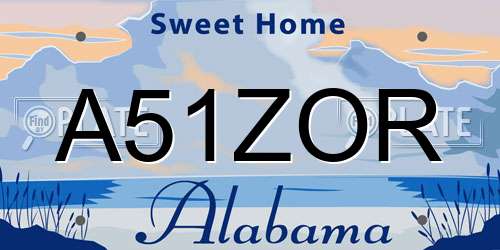 A51ZOR Alabama License Plate
