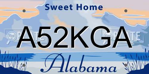 A52KGA Alabama License Plate