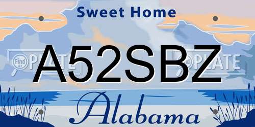A52SBZ Alabama License Plate