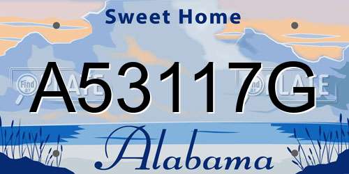 A53117G Alabama License Plate