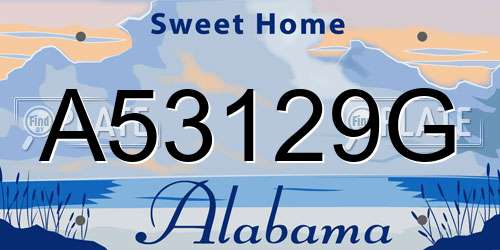 A53129G Alabama License Plate