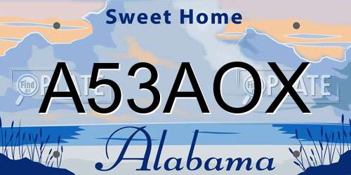 A53AOX Alabama License Plate