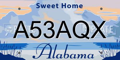 A53AQX Alabama License Plate