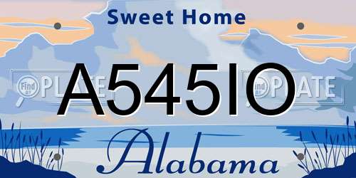 A545IO Alabama License Plate