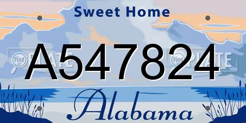 A547824 Alabama License Plate