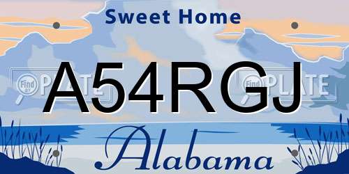 A54RGJ Alabama License Plate