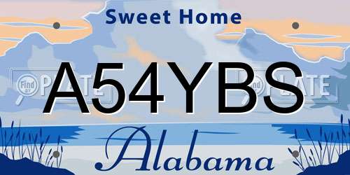 A54YBS Alabama License Plate
