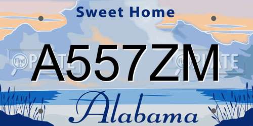 A557ZM Alabama License Plate