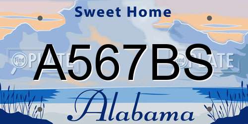 A567BS Alabama License Plate