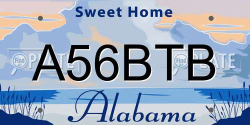 A56BTB Alabama License Plate