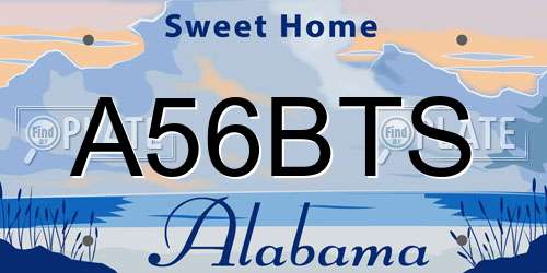 A56BTS Alabama License Plate